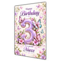 Happy 3rd Birthday Niece Lilac Floral Butterflies Card A5