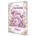 Happy 5th Birthday Niece Lilac Floral Butterflies Card A5