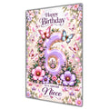 Happy 6th Birthday Niece Lilac Floral Butterflies Card A5