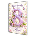 Happy 8th Birthday Niece Lilac Floral Butterflies Card A5