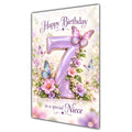 Happy 7th Birthday Niece Lilac Floral Butterflies Card A5