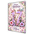 Happy 17th Birthday Niece Lilac Floral Butterflies Card A5