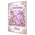 Happy 19th Birthday Niece Lilac Floral Butterflies Card A5