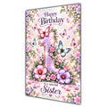 Happy 1st Birthday Sister Lilac Floral Butterflies Card A5