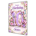 Happy 10th Birthday Sister Lilac Floral Butterflies Card A5