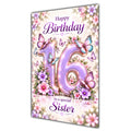 Happy 16th Birthday Sister Lilac Floral Butterflies Card A5