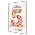 Happy 5th Birthday Special Girl Floral Number Card A5