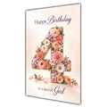 Happy 4th Birthday Special Girl Floral Number Card A5