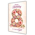 Happy 8th Birthday Special Girl Floral Number Card A5
