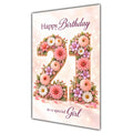 Happy 21st Birthday Special Girl Floral Number Card A5