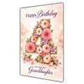 Happy 4th Birthday Granddaughter Floral Number Card A5