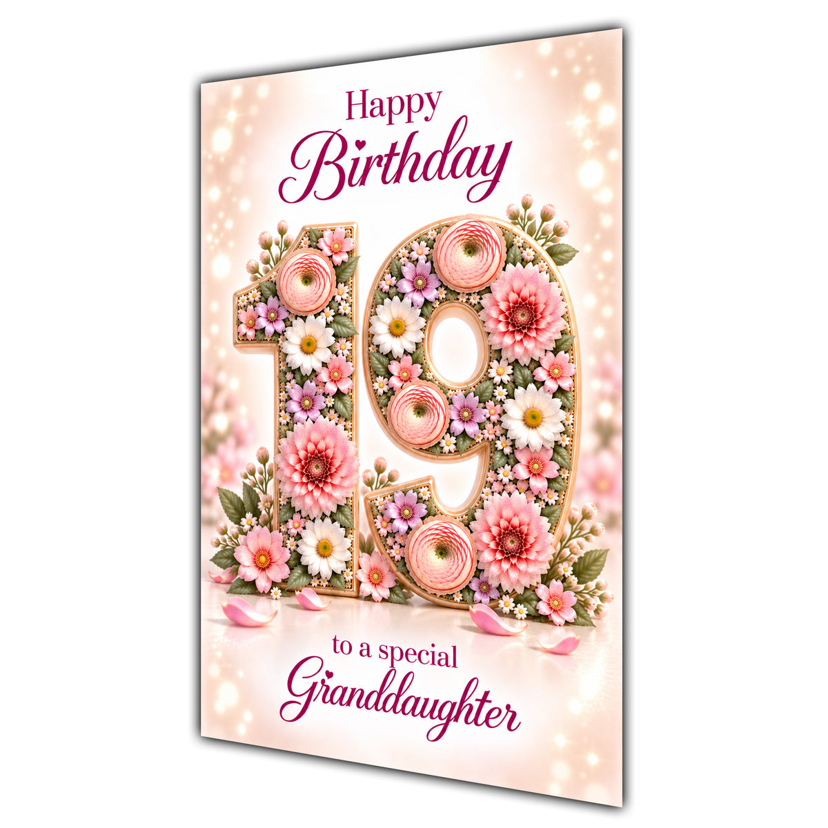 Happy 19th Birthday Granddaughter Floral Number Card A5