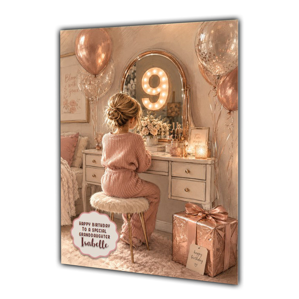 9th Birthday Card Chic Granddaughter Daughter Niece Personalised A5 Size