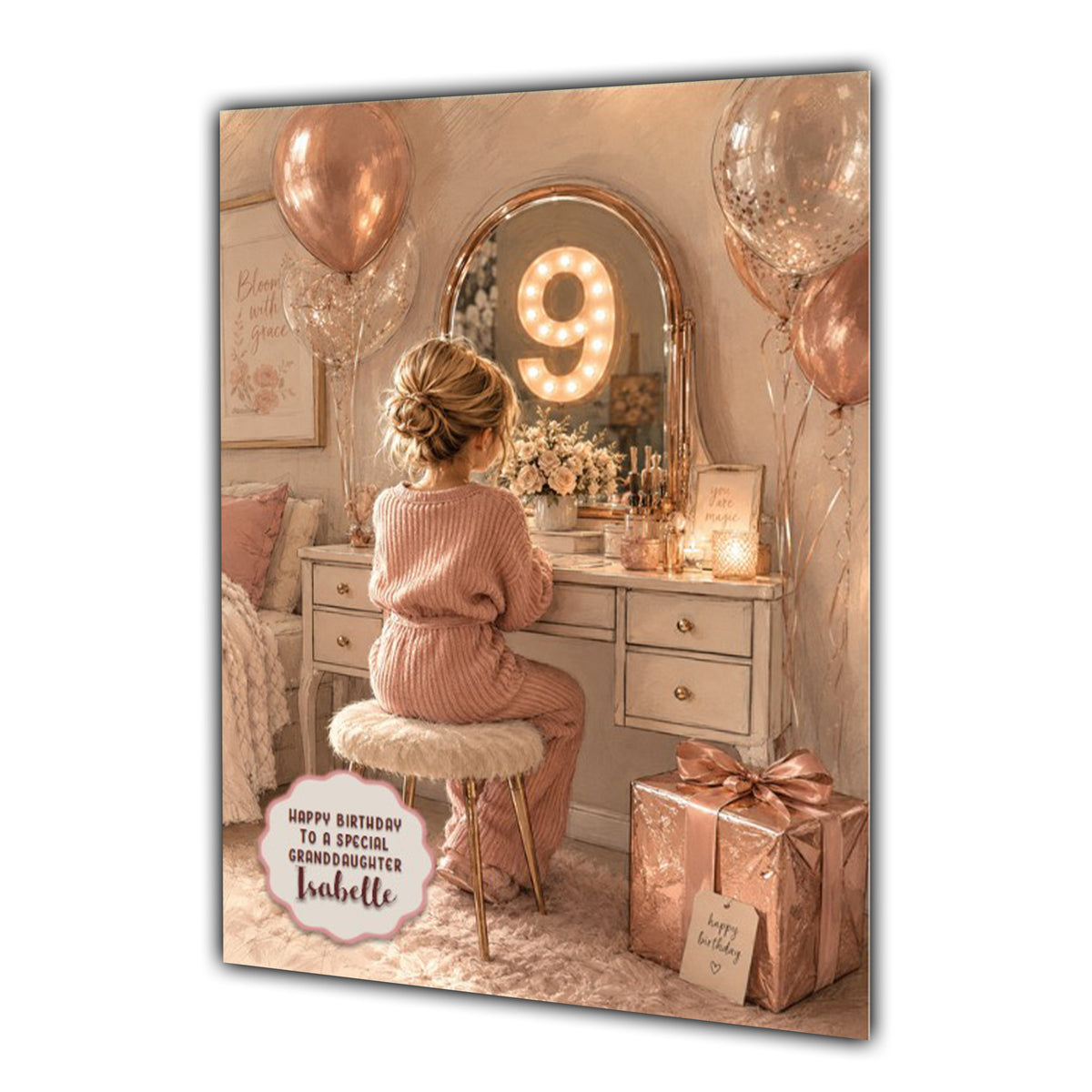 9th Birthday Card Chic Granddaughter Daughter Niece Personalised A5 Size