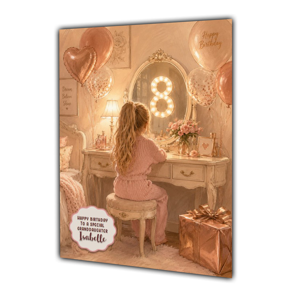 8th Birthday Card Chic Granddaughter Daughter Niece Personalised A5 Size