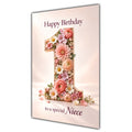 Happy 1st Birthday Niece Floral Number Card A5