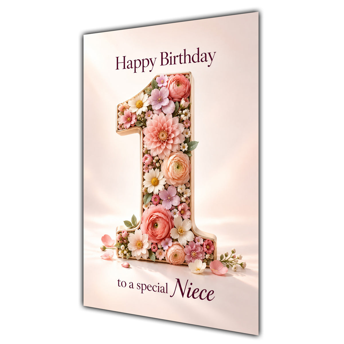 Happy 1st Birthday Niece Floral Number Card A5