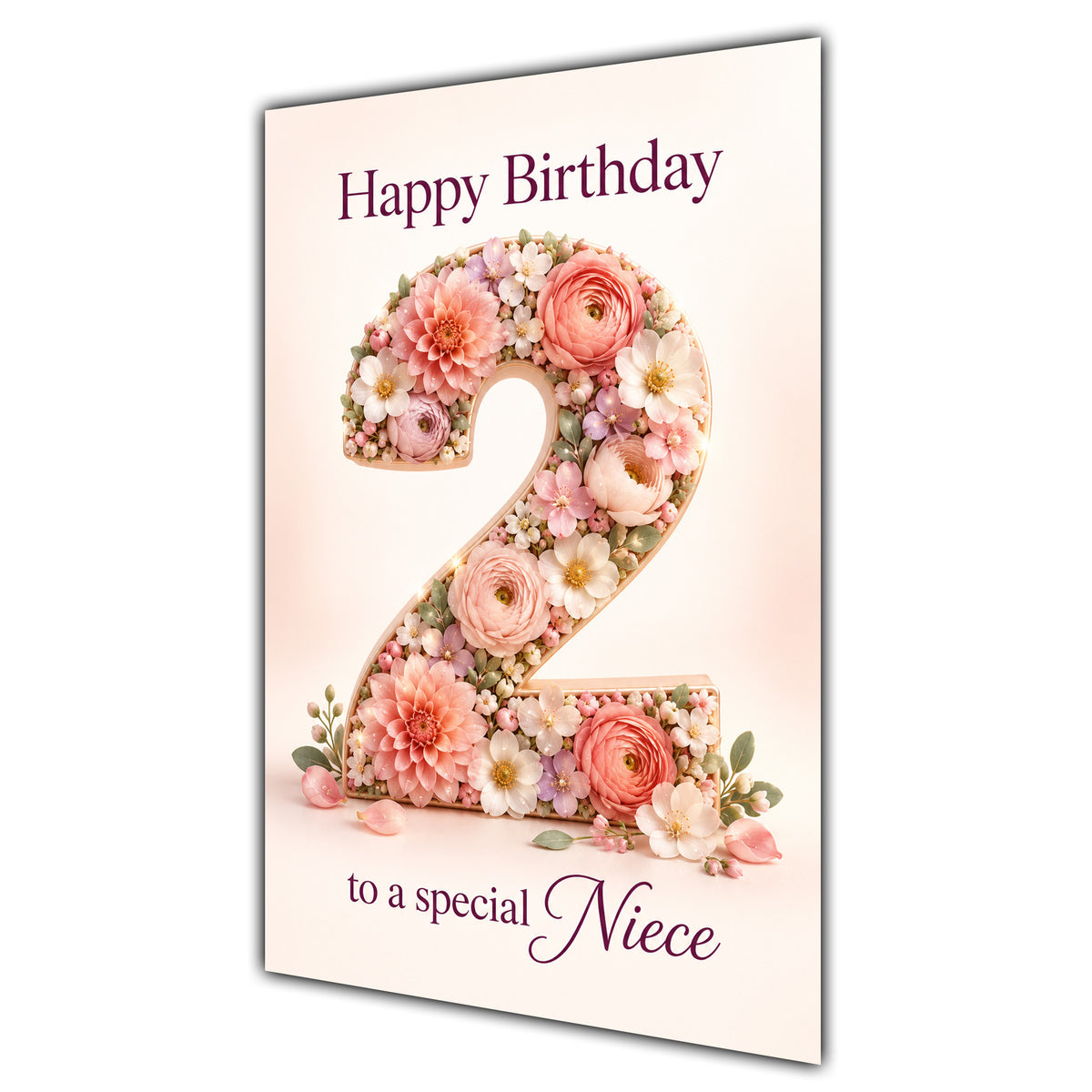 Happy 2nd Birthday Niece Floral Number Card A5