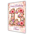 Happy 13th Birthday Niece Floral Number Card A5
