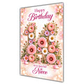 Happy 14th Birthday Niece Floral Number Card A5