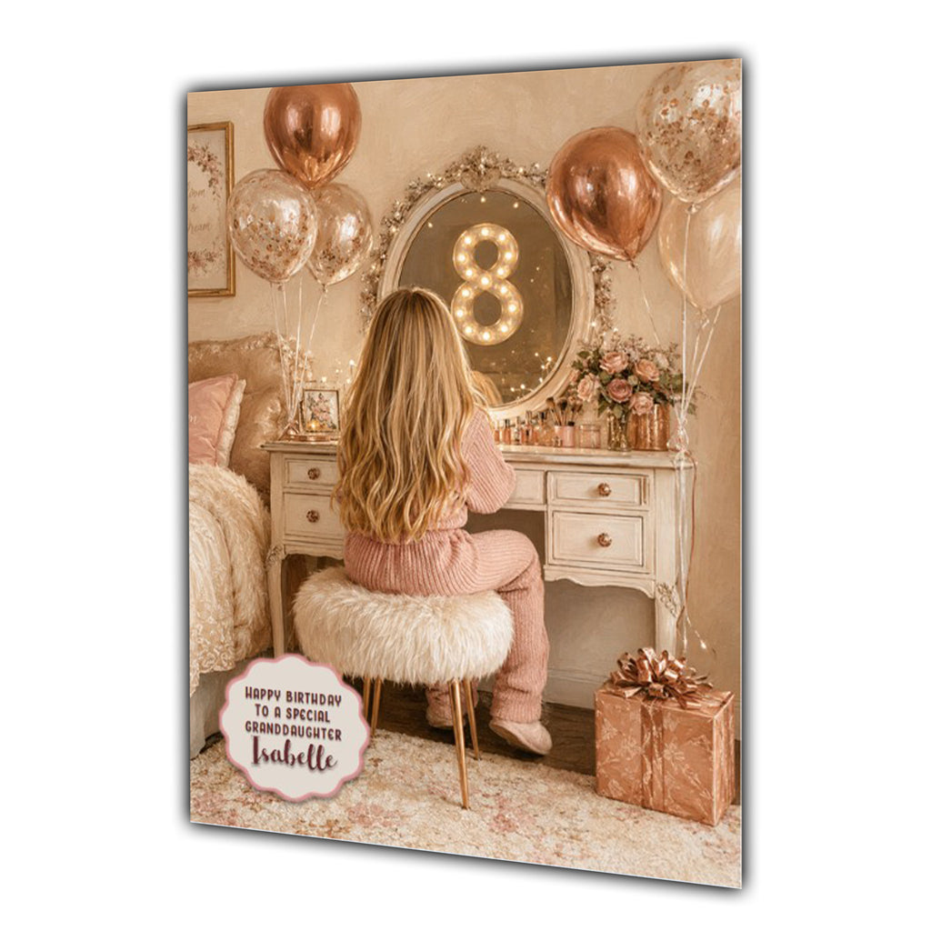 8th Birthday Card Chic Granddaughter Daughter Niece Personalised A5 Size