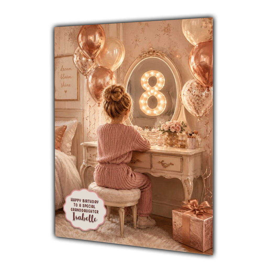 8th Birthday Card Chic Granddaughter Daughter Niece Personalised A5 Size