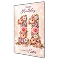 Happy 11th Birthday Sister Floral Number Card A5