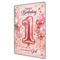 Happy 1st Birthday Special Girl Foil Number Balloons Card A5