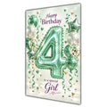 Happy 4th Birthday Special Girl Foil Number Balloons Card A5