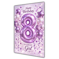 Happy 8th Birthday Special Girl Foil Number Balloons Card A5
