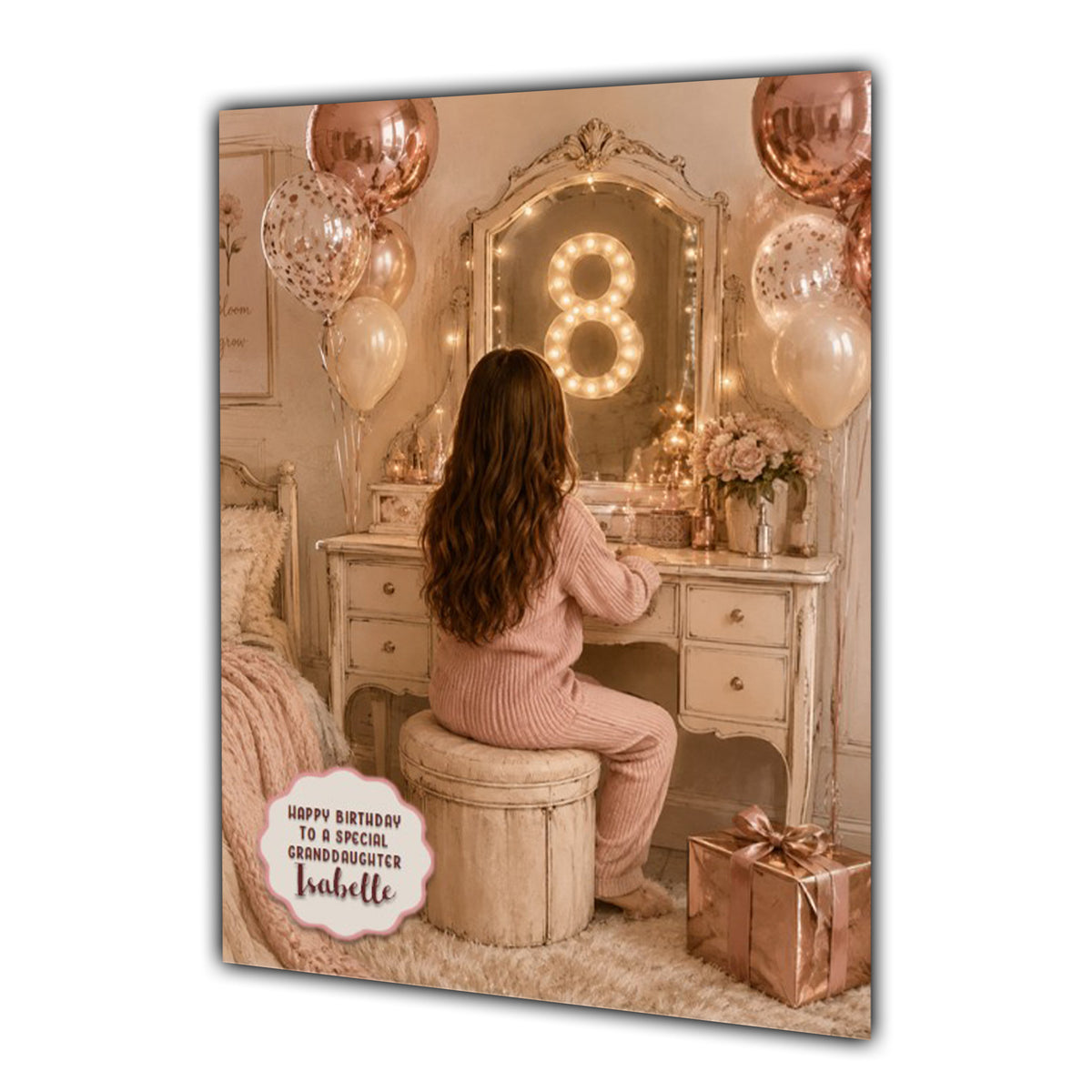 8th Birthday Card Chic Granddaughter Daughter Niece Personalised A5 Size
