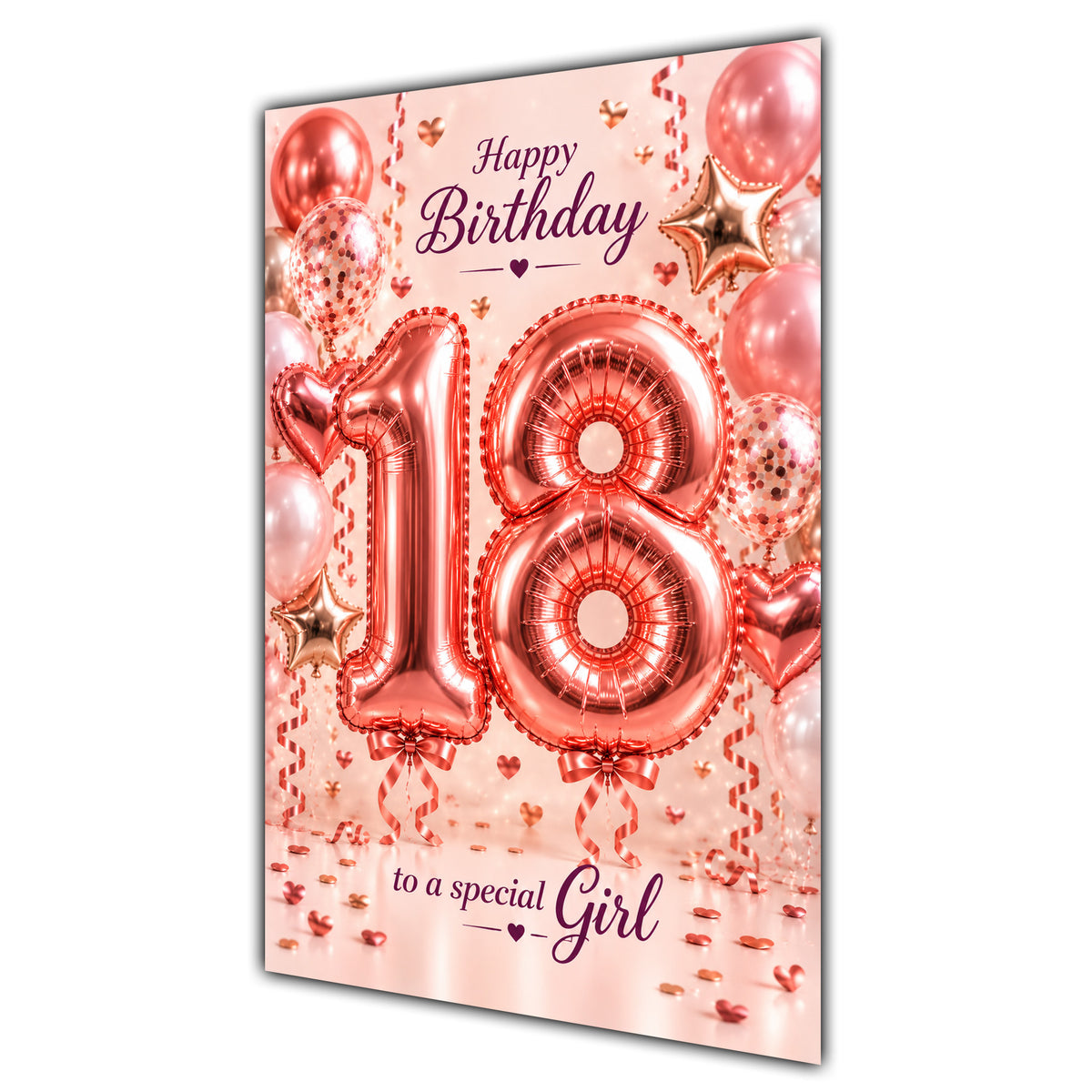 Happy 18th Birthday Special Girl Foil Number Balloons Card A5