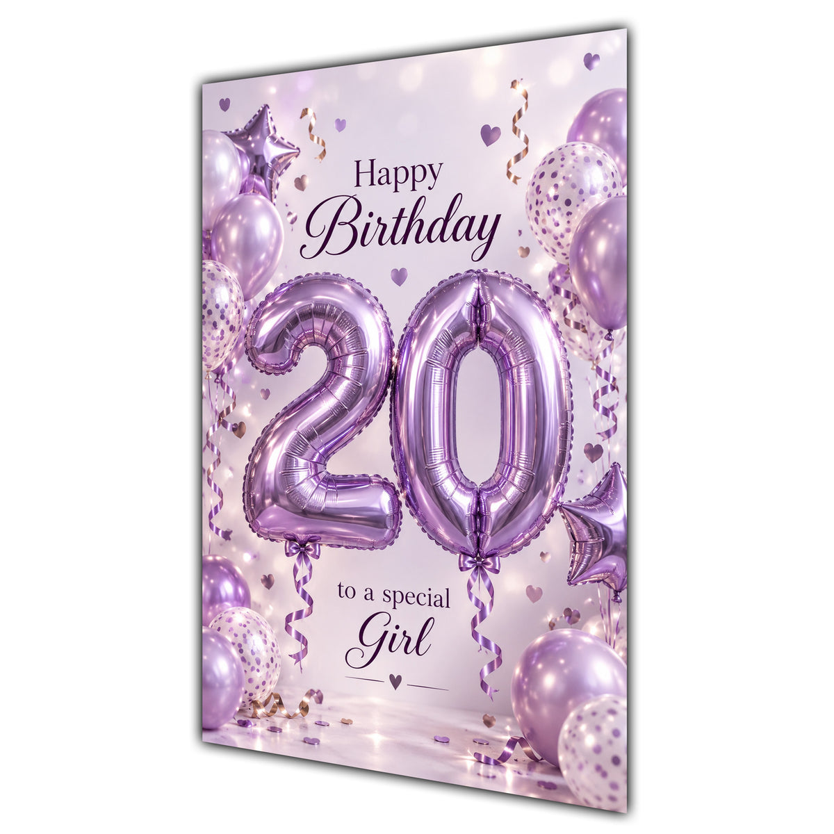 Happy 20th Birthday Special Girl Foil Number Balloons Card A5