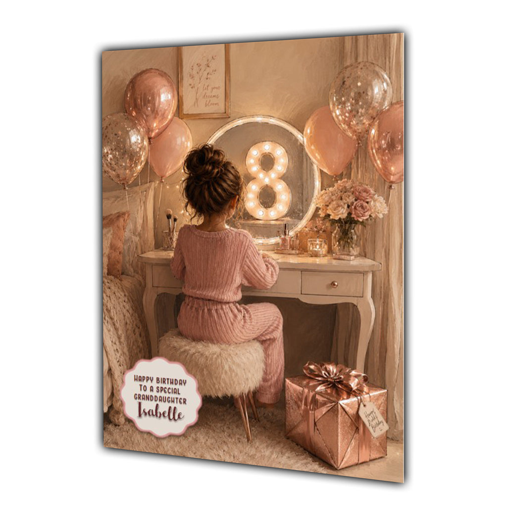 8th Birthday Card Chic Granddaughter Daughter Niece Personalised A5 Size