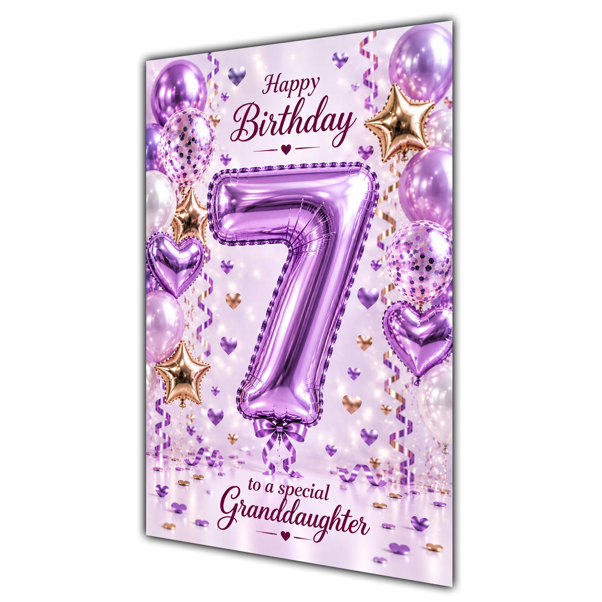 Happy 7th Birthday Granddaughter Foil Number Balloons Card A5