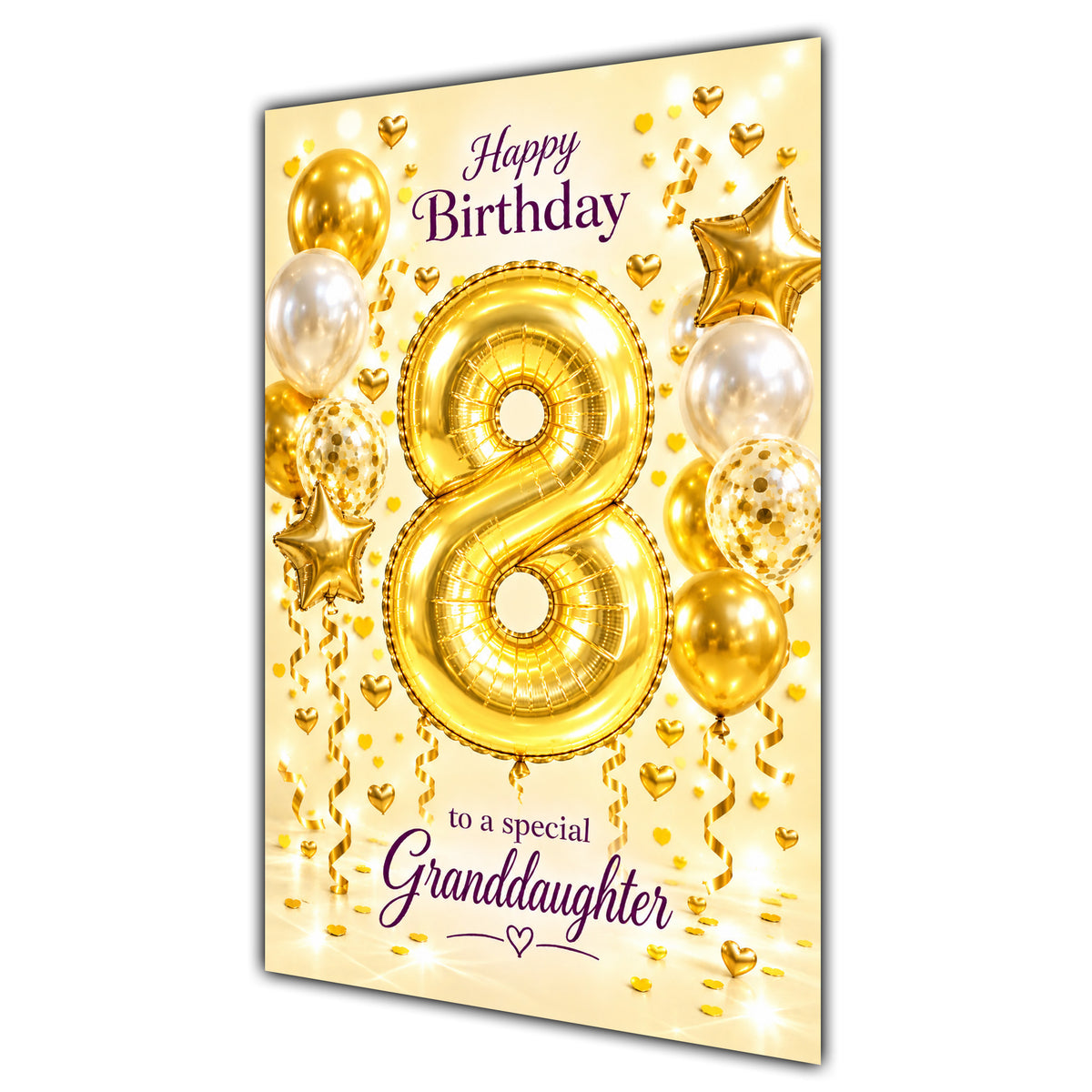 Happy 8th Birthday Granddaughter Foil Number Balloons Card A5