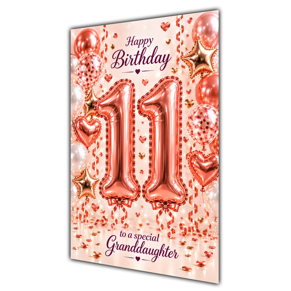 Happy 11th Birthday Granddaughter Foil Number Balloons Card A5