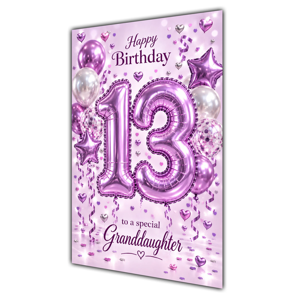 Happy 13th Birthday Granddaughter Foil Number Balloons Card A5