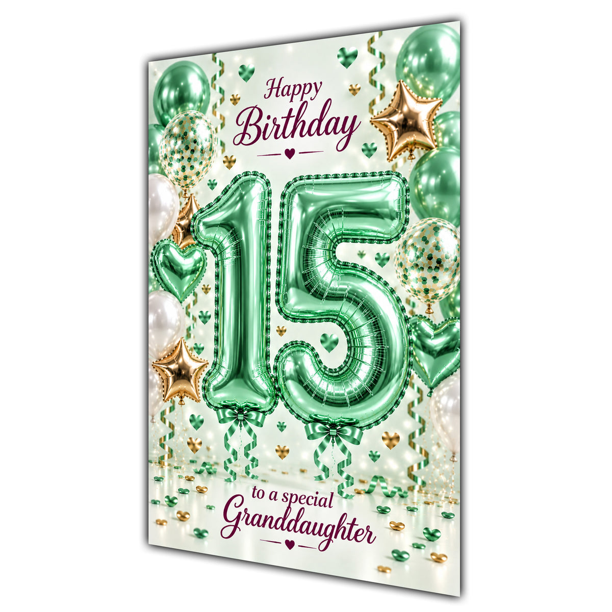 Happy 15th Birthday Granddaughter Foil Number Balloons Card A5