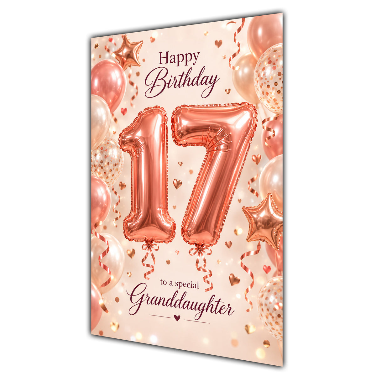 Happy 17th Birthday Granddaughter Foil Number Balloons Card A5