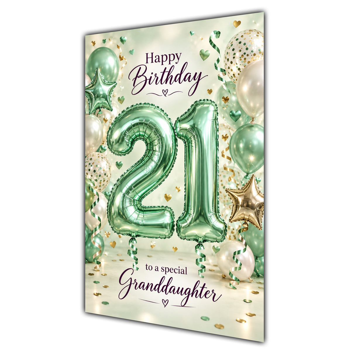 Happy 21st Birthday Granddaughter Foil Number Balloons Card A5