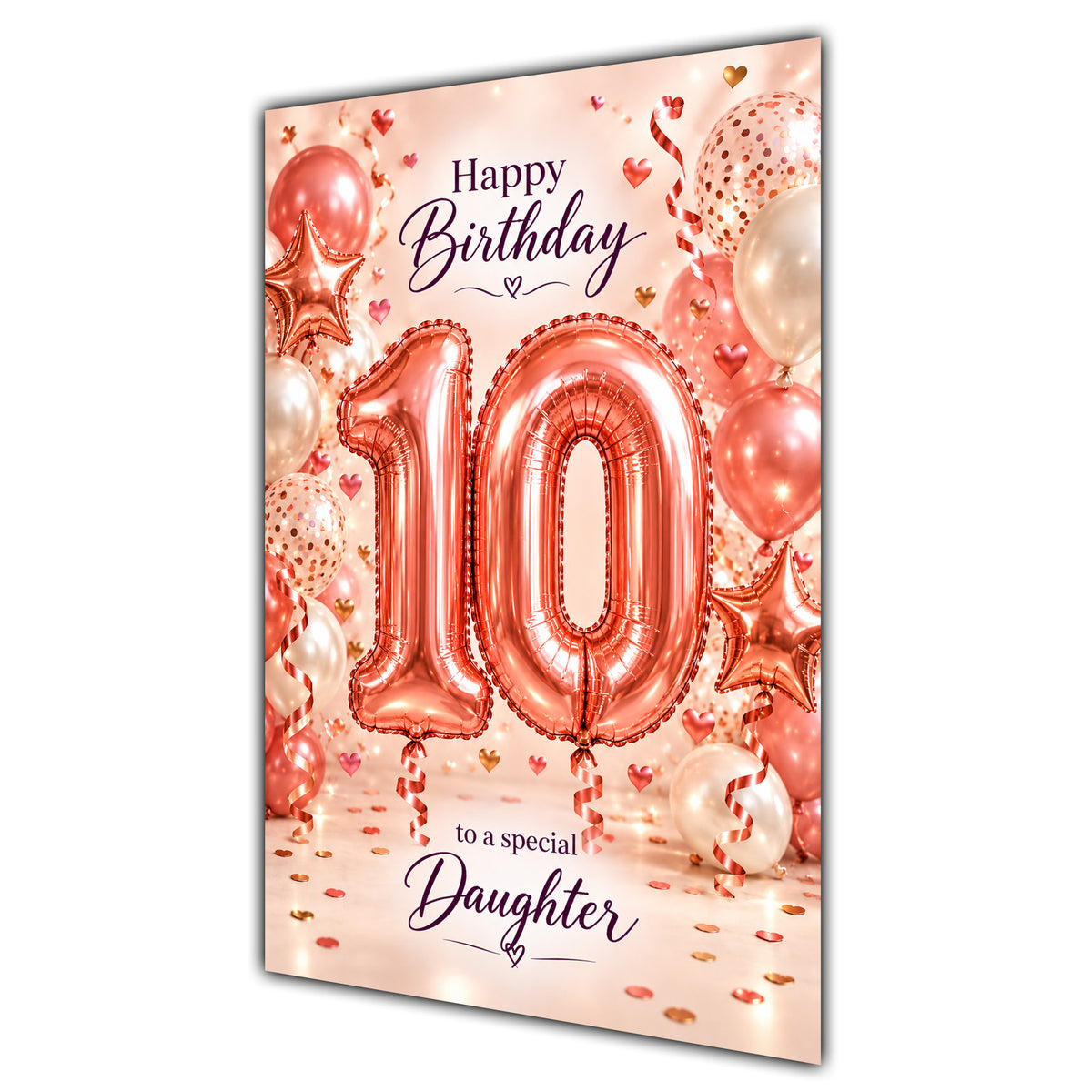 Happy 10th Birthday Daughter Foil Number Balloons Card A5