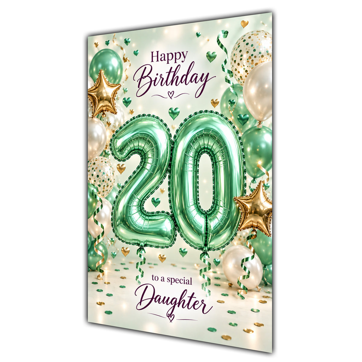 Happy 20th Birthday Daughter Foil Number Balloons Card A5