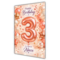 Happy 3rd Birthday Niece Foil Number Balloons Card A5