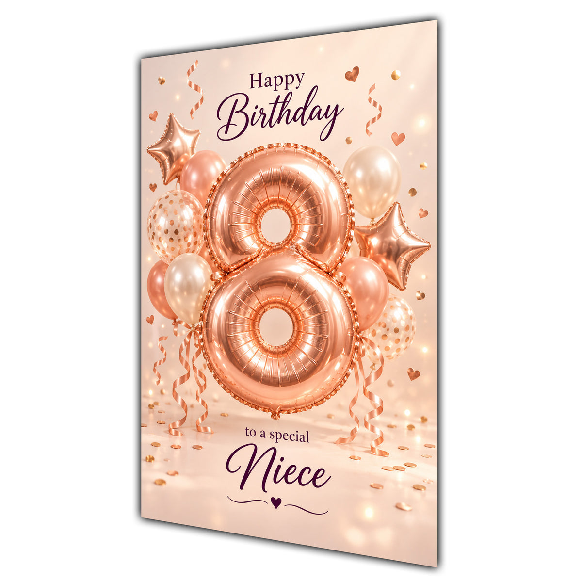 Happy 8th Birthday Niece Foil Number Balloons Card A5