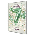 Happy 7th Birthday Niece Foil Number Balloons Card A5