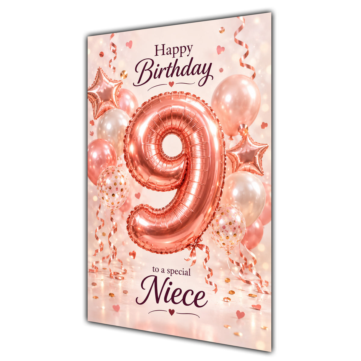 Happy 9th Birthday Niece Foil Number Balloons Card A5