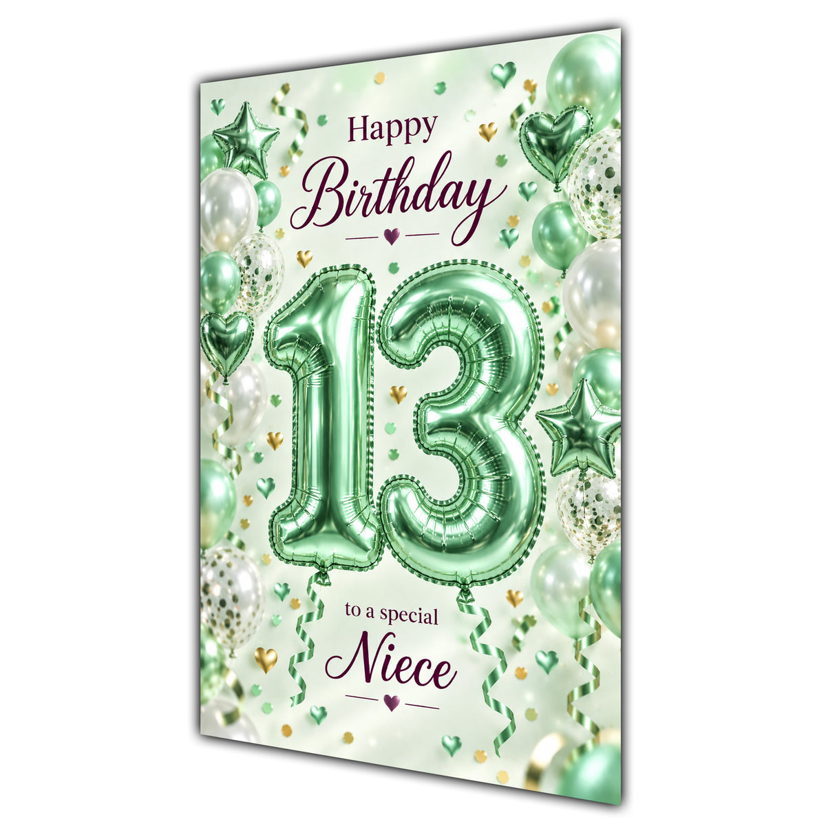 Happy 13th Birthday Niece Foil Number Balloons Card A5
