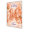 Happy 14th Birthday Niece Foil Number Balloons Card A5