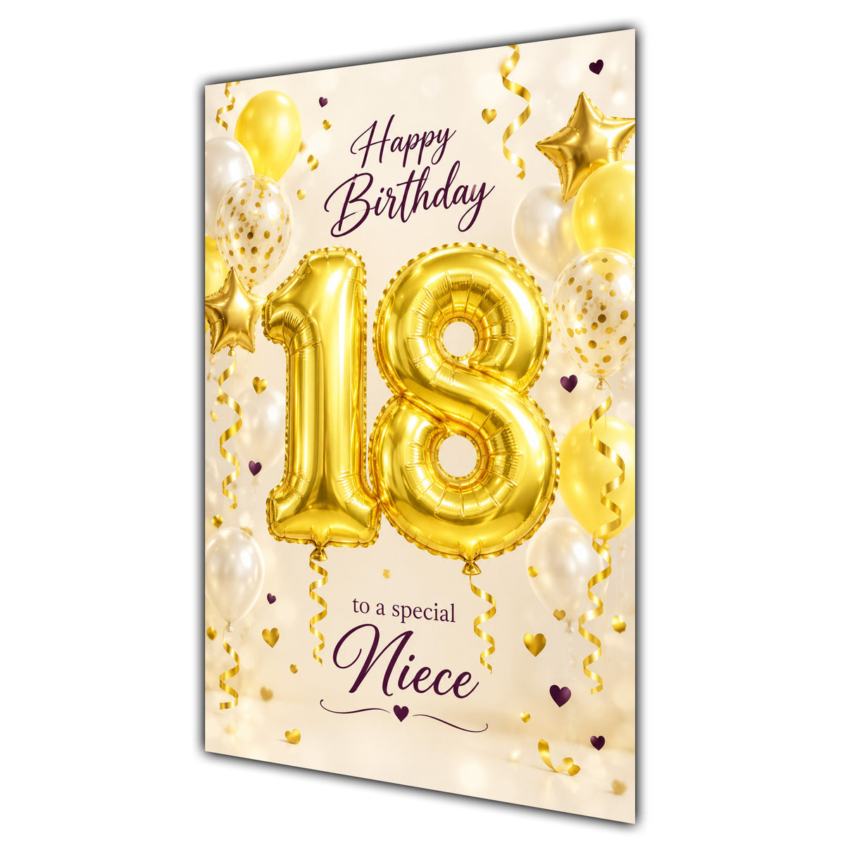 Happy 18th Birthday Niece Foil Number Balloons Card A5